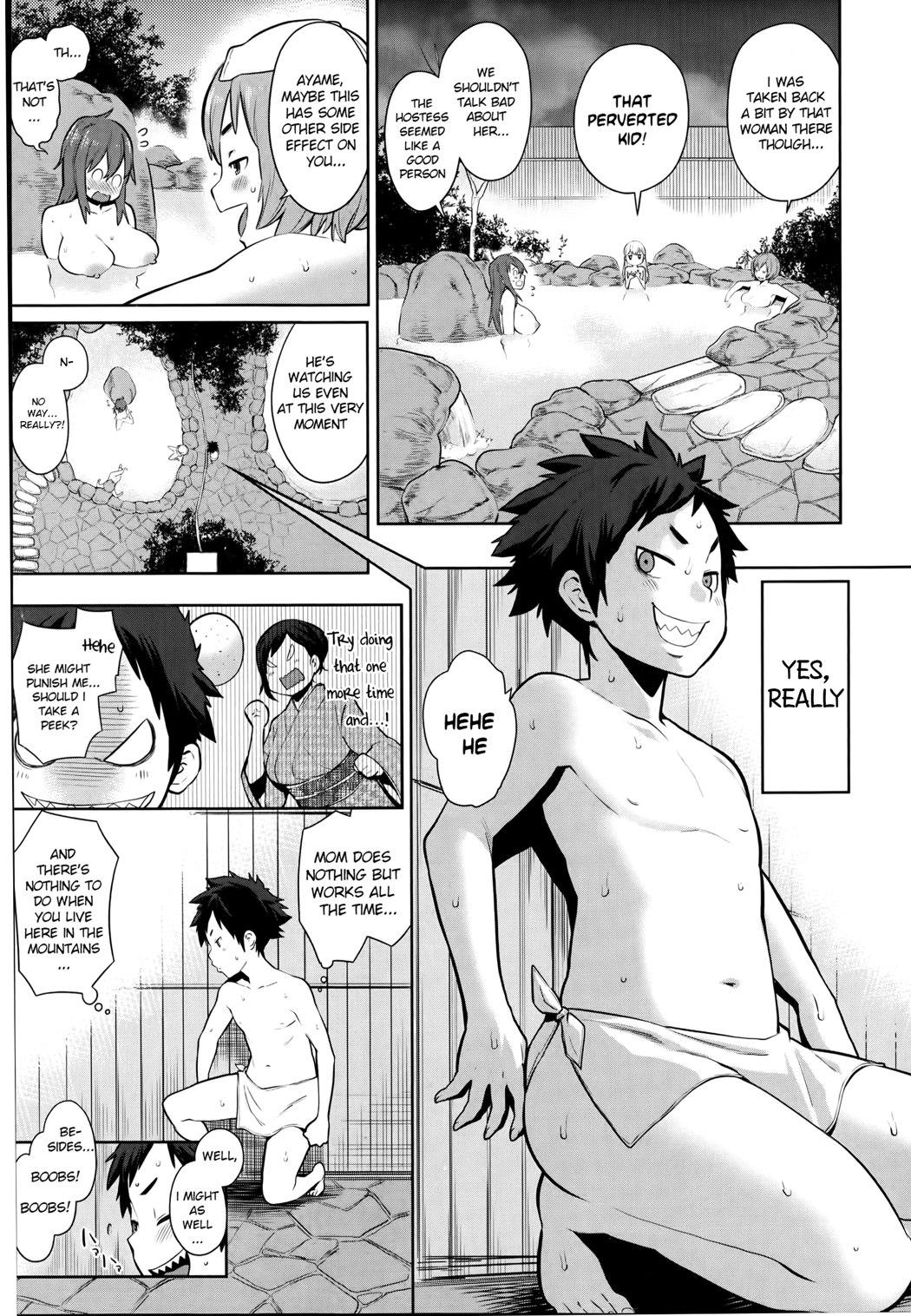 Women Sucking Dai Rankou! One Shota Onsen Cum On Tits - Page 5
