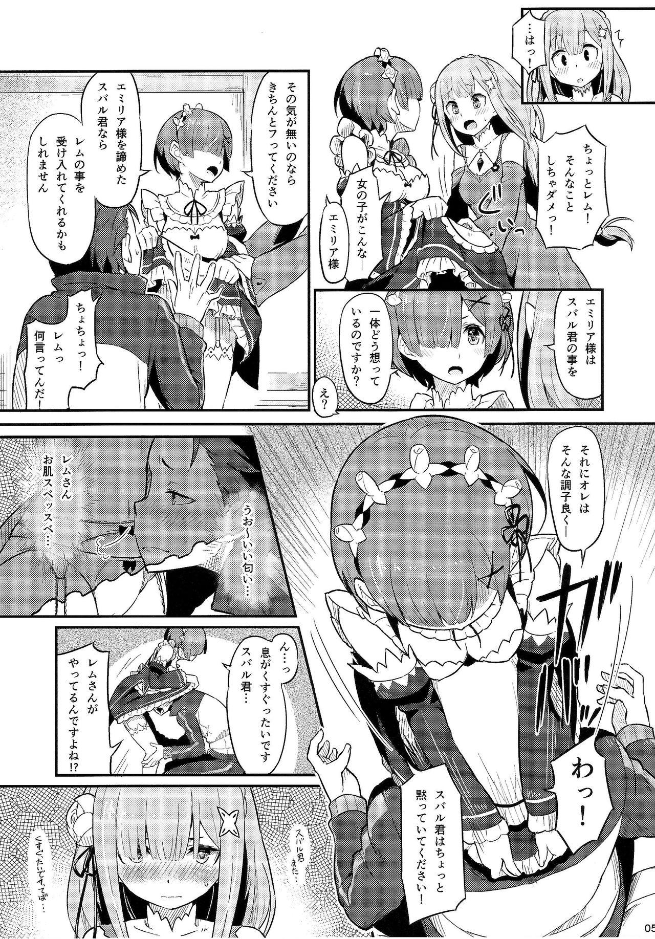 Pussy Fingering Rem no Emilia Kuttsuke Daisakusen - Re zero kara hajimeru isekai seikatsu Lez - Page 6