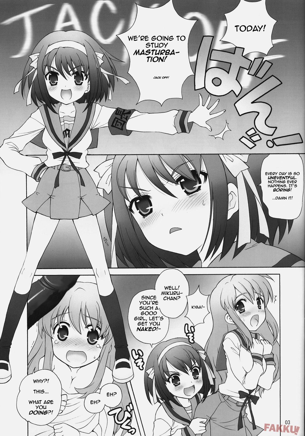 Foursome Suzumiya Haruhi no Daikenkyuu! - The melancholy of haruhi suzumiya Free Amatuer - Page 3