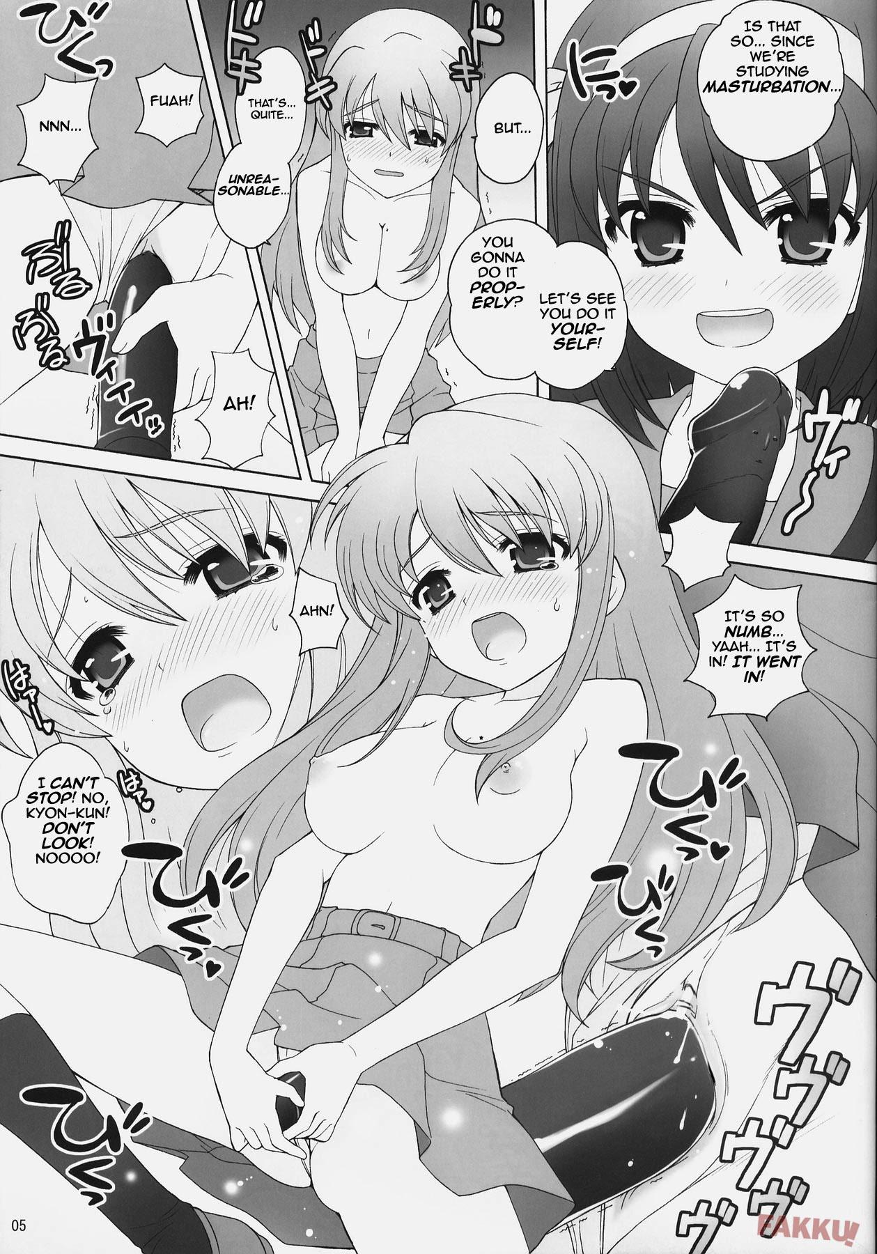 Gaygroupsex Suzumiya Haruhi no Daikenkyuu! - The melancholy of haruhi suzumiya Brunettes - Page 5