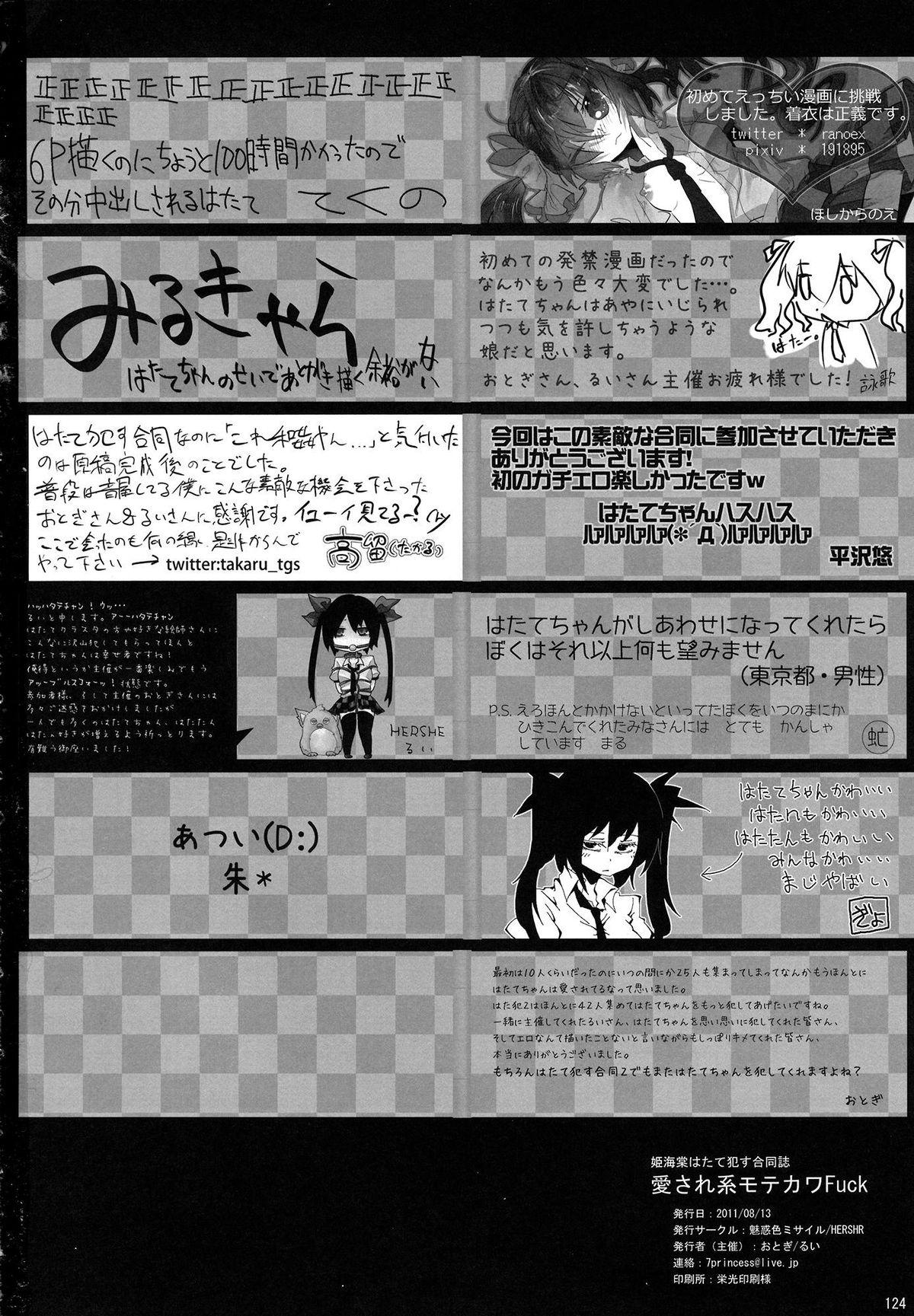 Sissy (C80) [Miwaku-iro Missile, HERSHR (Otogi, Rui)] Himekaidou Hatate Okasu Goudou - Aisare-kei Motekawa Fuck! (Touhou Project) - Touhou project Hot Girls Getting Fucked - Page 125